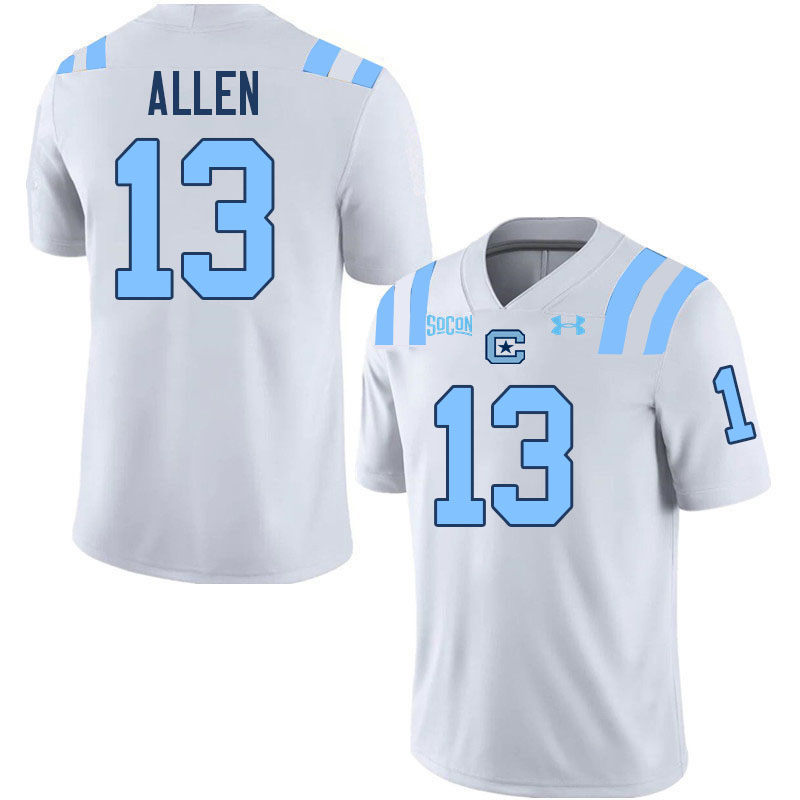 The Citadel Bulldogs #13 Cortez Allen College Football Jerseys,Uniforms-White